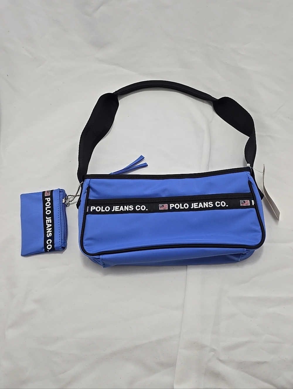 NWT Ralph Lauren Polo Jeans Company Vintage Nylon Shoulder Bag Coin Purse Blue